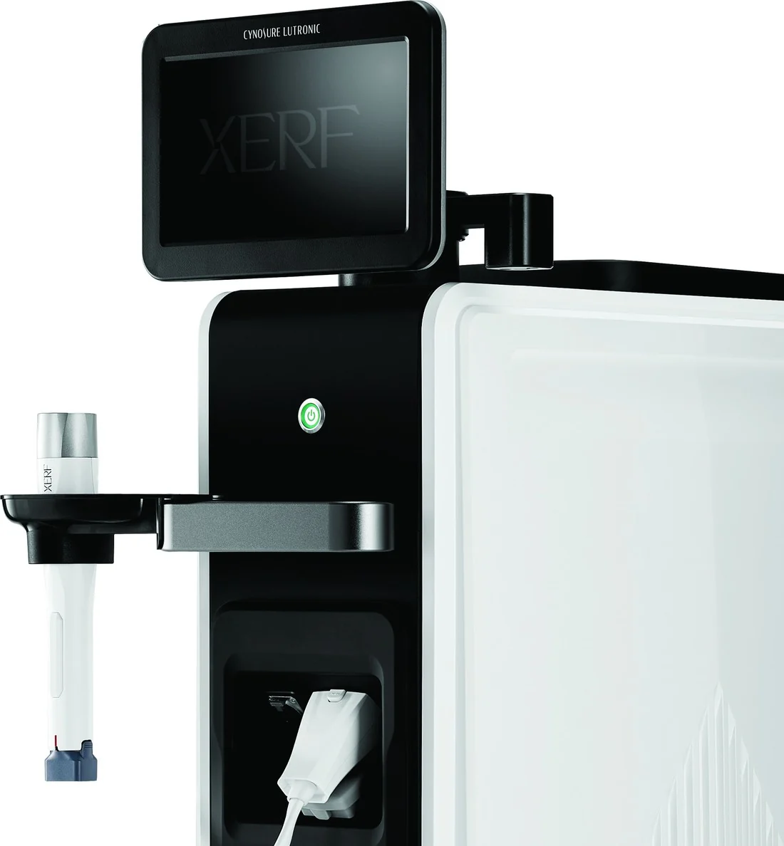 Equipo XERF de Cynosure Lutronic: consola con pantalla táctil de 10.1 pulgadas y pieza de mano con cabezal EFFECTOR